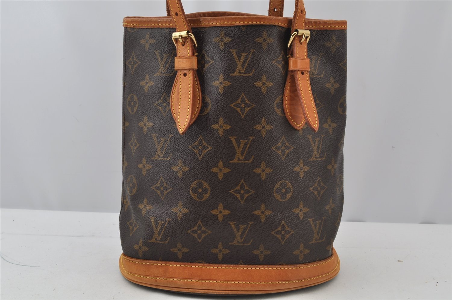 Authentic Louis Vuitton Monogram Bucket PM Shoulder Tote Bag M42238 LV 2737J
