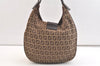 Authentic FENDI Zucchino Shoulder Hand Bag Purse Canvas Leather Brown 2739K