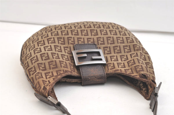 Authentic FENDI Zucchino Shoulder Hand Bag Purse Canvas Leather Brown 2739K