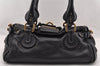 Authentic Chloe Vintage Paddington Leather Shoulder Hand Bag Black 2740I