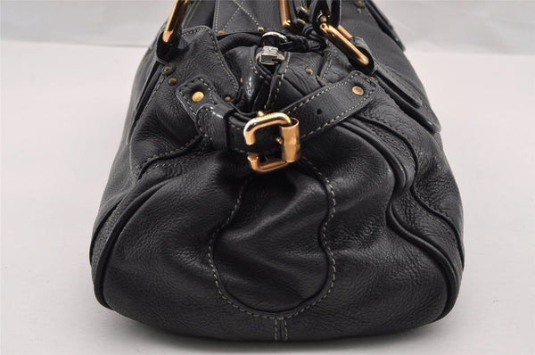 Authentic Chloe Vintage Paddington Leather Shoulder Hand Bag Black 2740I