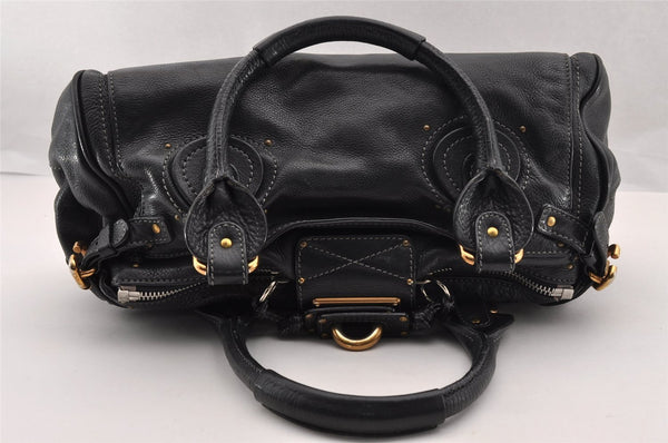 Authentic Chloe Vintage Paddington Leather Shoulder Hand Bag Black 2740I