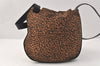 Authentic BOTTEGA VENETA Leopard Pattern Nylon Leather Shoulder Bag Brown 2741K