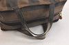 Authentic FENDI Pequin Hand Bag Pouch Purse Nylon Leather Brown Black 2742K