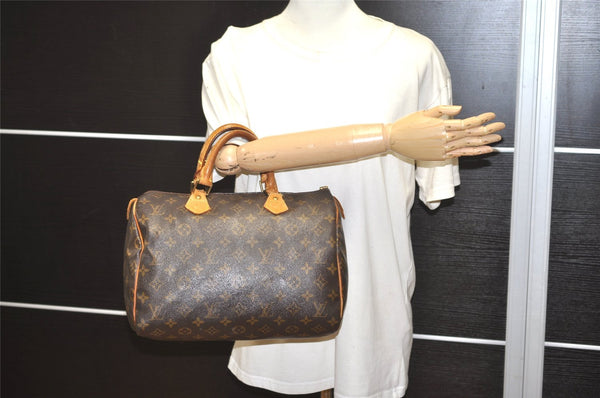 Authentic Louis Vuitton Monogram Speedy 30 Hand Boston Bag M41526 LV Junk 2743I