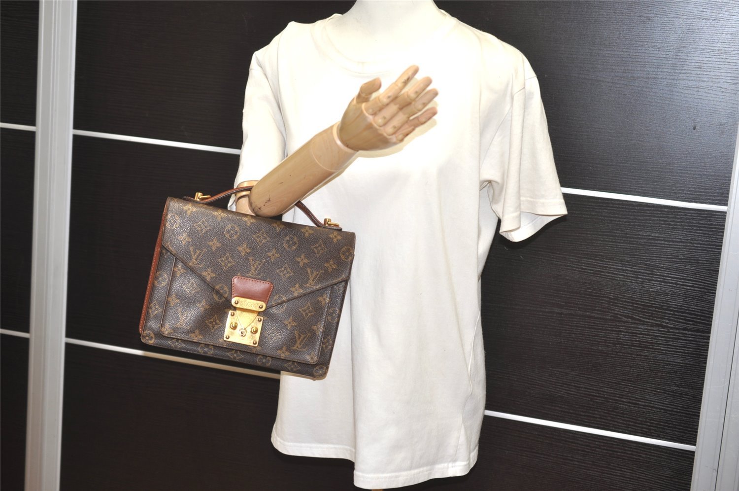 Authentic Louis Vuitton Monogram Monceau 2Way Shoulder Bag M51187 Junk 2745I