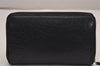 Authentic CHANEL Camellia Calf Skin Round Zip Long Wallet Purse Black 2747J