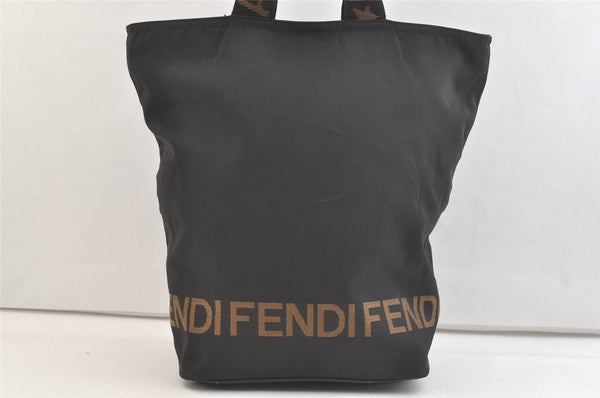 Authentic FENDI Vintage Nylon Leather Hand Tote Bag Black 2747K