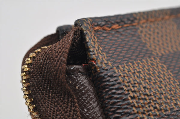 Authentic Louis Vuitton Damier Trousse Makeup Hand Bag Pouch N51982 LV 2748I