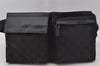 Authentic GUCCI Waist Body Bag Purse GG Canvas Leather 0181621 Black 2750J