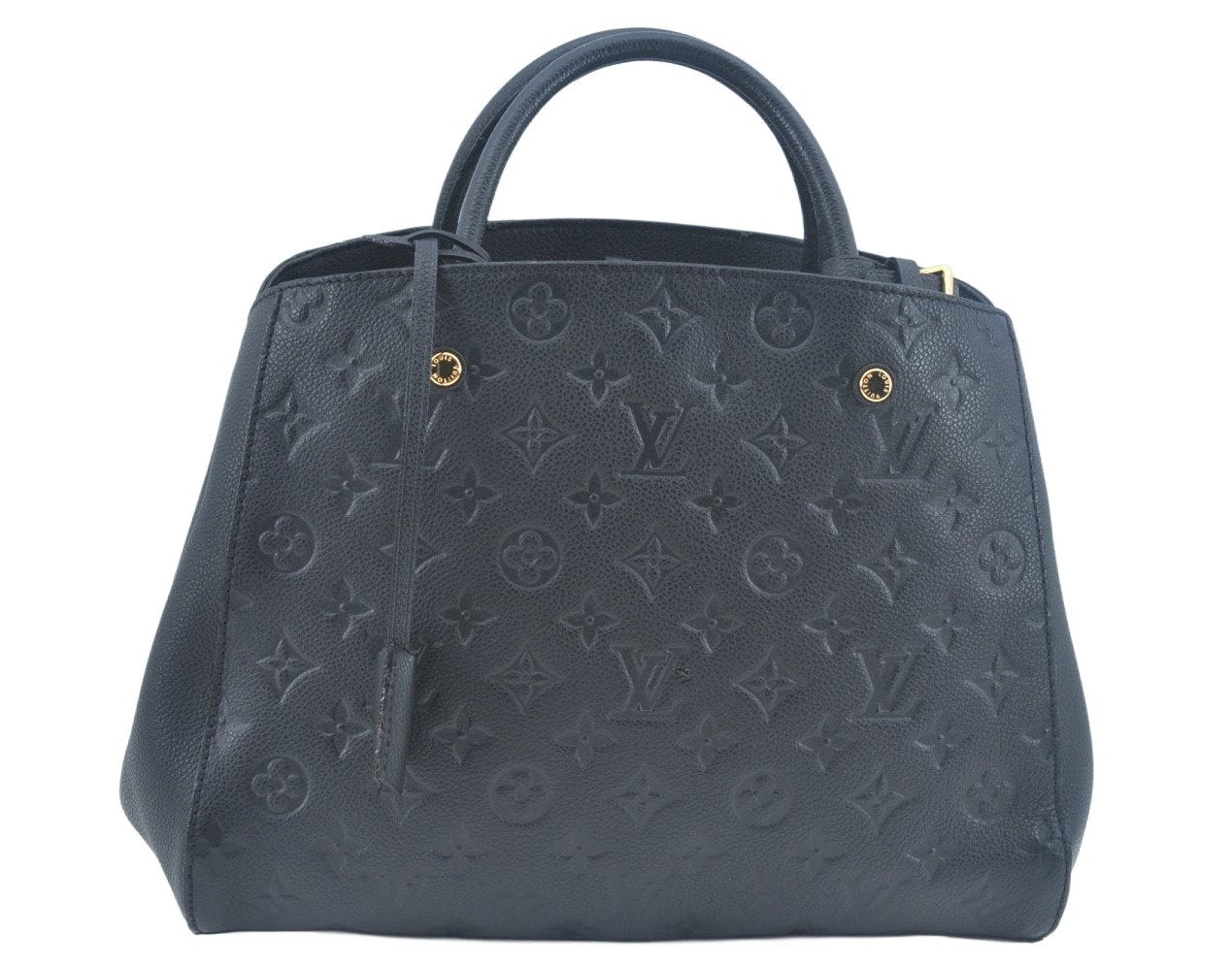 Auth Louis Vuitton Monogram Empreinte Montaigne MM Hand Bag Black Junk 2752I