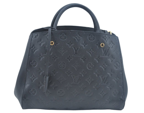 Auth Louis Vuitton Monogram Empreinte Montaigne MM Hand Bag Black Junk 2752I