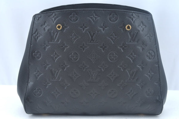 Auth Louis Vuitton Monogram Empreinte Montaigne MM Hand Bag Black Junk 2752I