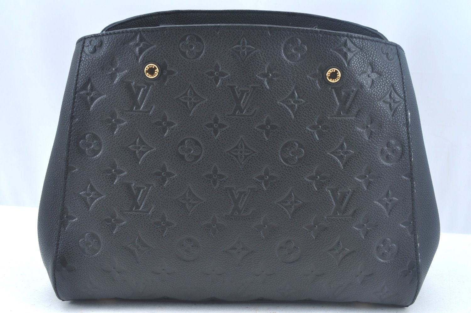 Auth Louis Vuitton Monogram Empreinte Montaigne MM Hand Bag Black Junk 2752I