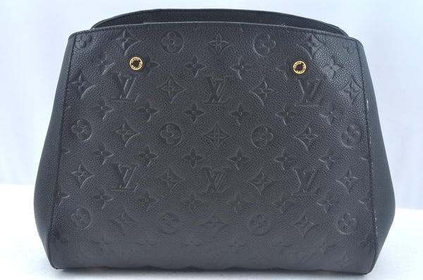 Auth Louis Vuitton Monogram Empreinte Montaigne MM Hand Bag Black Junk 2752I