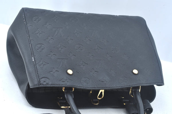 Auth Louis Vuitton Monogram Empreinte Montaigne MM Hand Bag Black Junk 2752I