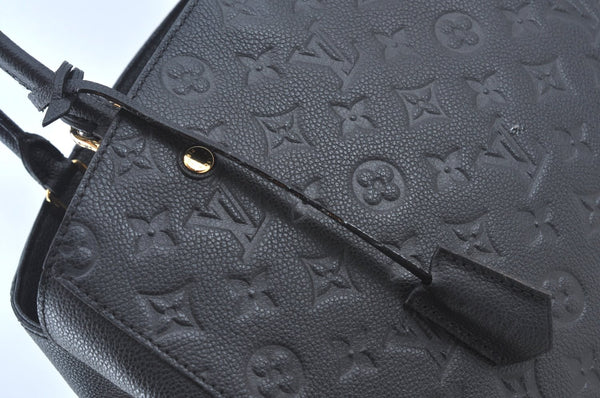 Auth Louis Vuitton Monogram Empreinte Montaigne MM Hand Bag Black Junk 2752I