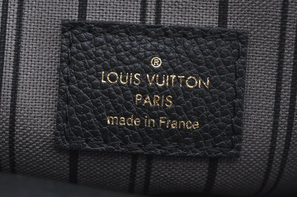 Auth Louis Vuitton Monogram Empreinte Montaigne MM Hand Bag Black Junk 2752I