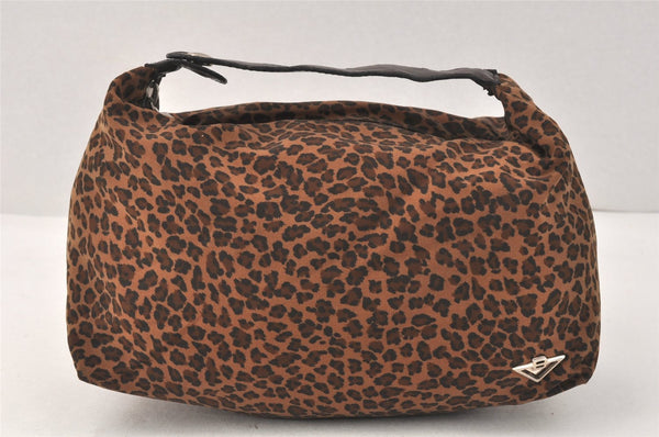 Authentic BOTTEGA VENETA Leopard Pattern Nylon Leather Hand Bag Brown Junk 2752K