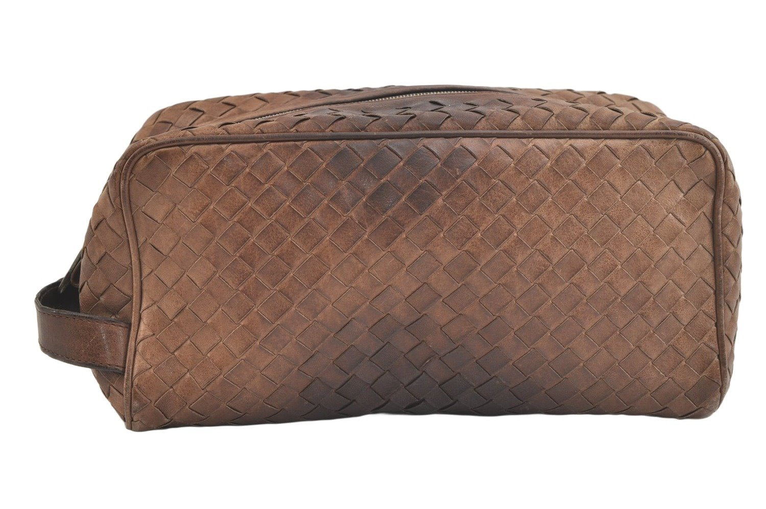 Authentic BOTTEGA VENETA Intrecciato Leather Clutch Hand Bag Purse Brown 2753K