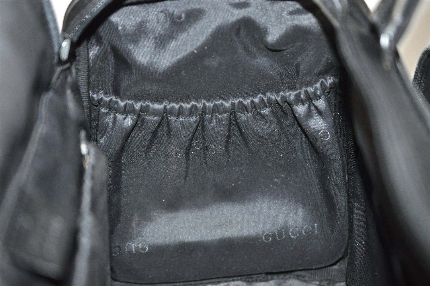 Authentic GUCCI 2Way Shoulder Hand Bag Nylon Leather 0130092 Black 2754I