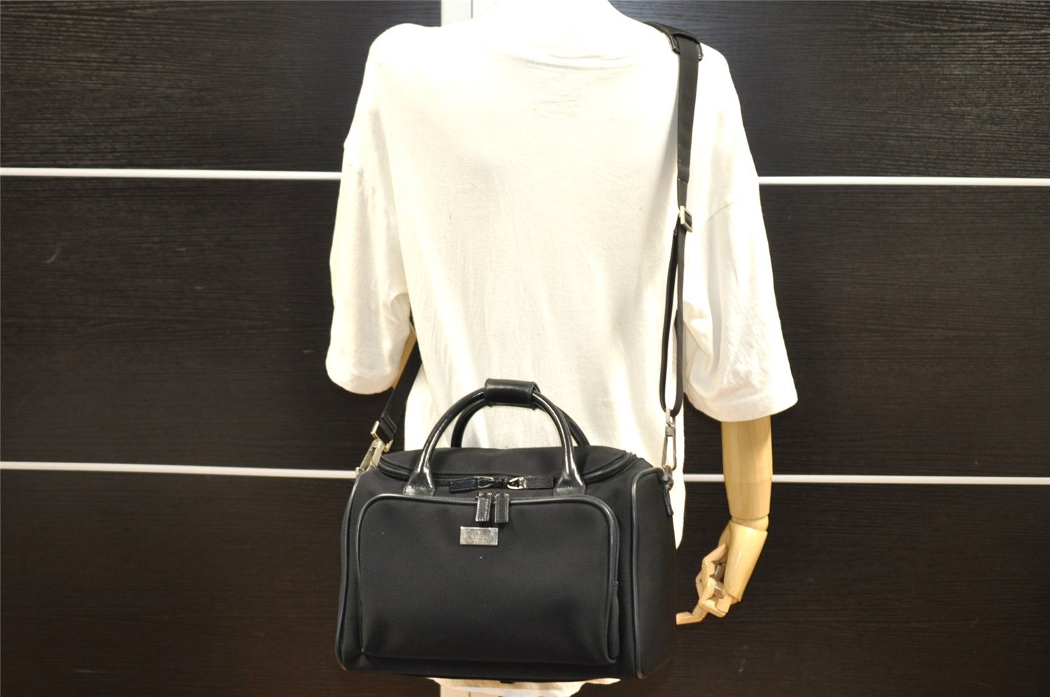 Authentic GUCCI 2Way Shoulder Hand Bag Nylon Leather 0130092 Black 2754I