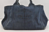 Authentic PRADA DENIM Vintage Canapa M 2Way Shoulder Hand Bag B2642B Blue 2754J