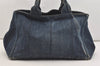 Authentic PRADA DENIM Vintage Canapa M 2Way Shoulder Hand Bag B2642B Blue 2754J