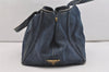 Authentic PRADA DENIM Vintage Canapa M 2Way Shoulder Hand Bag B2642B Blue 2754J