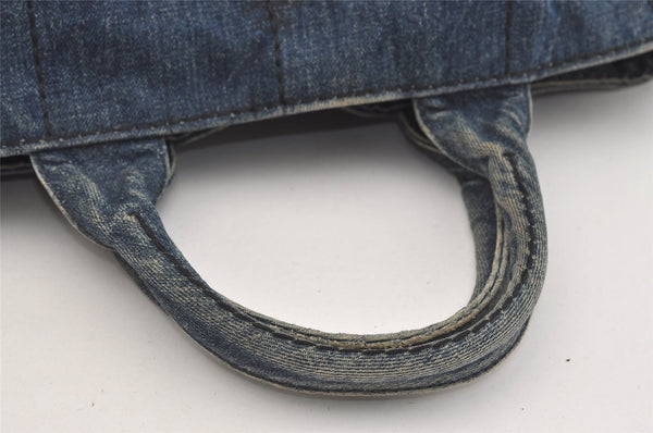 Authentic PRADA DENIM Vintage Canapa M 2Way Shoulder Hand Bag B2642B Blue 2754J
