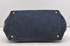 Authentic PRADA DENIM Vintage Canapa M 2Way Shoulder Hand Bag B2642B Blue 2754J