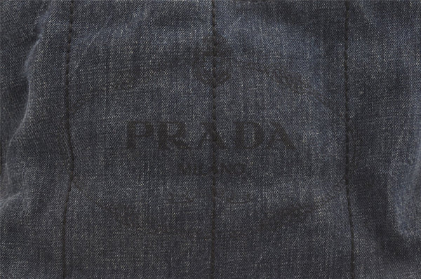 Authentic PRADA DENIM Vintage Canapa M 2Way Shoulder Hand Bag B2642B Blue 2754J