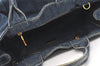 Authentic PRADA DENIM Vintage Canapa M 2Way Shoulder Hand Bag B2642B Blue 2754J