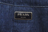 Authentic PRADA DENIM Vintage Canapa M 2Way Shoulder Hand Bag B2642B Blue 2754J