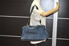 Authentic PRADA DENIM Vintage Canapa M 2Way Shoulder Hand Bag B2642B Blue 2754J
