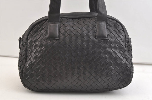 Authentic BOTTEGA VENETA Vintage Intrecciato Leather Hand Bag Purse Black 2754K