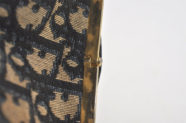 Authentic Christian Dior Trotter Clutch Hand Bag Purse Canvas Leather Blue 2755I