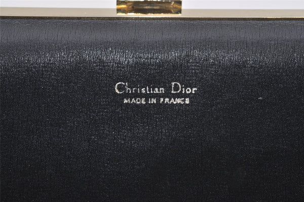 Authentic Christian Dior Trotter Clutch Hand Bag Purse Canvas Leather Blue 2755I