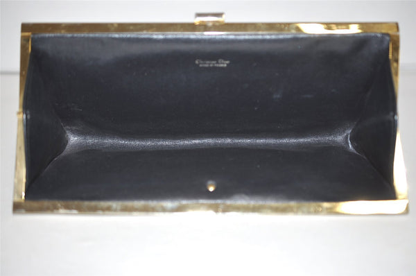 Authentic Christian Dior Trotter Clutch Hand Bag Purse Canvas Leather Blue 2755I