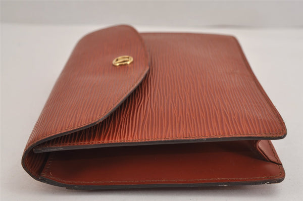Authentic Louis Vuitton Epi Montaigne 23 Clutch Hand Bag Brown M52663 LV 2757J