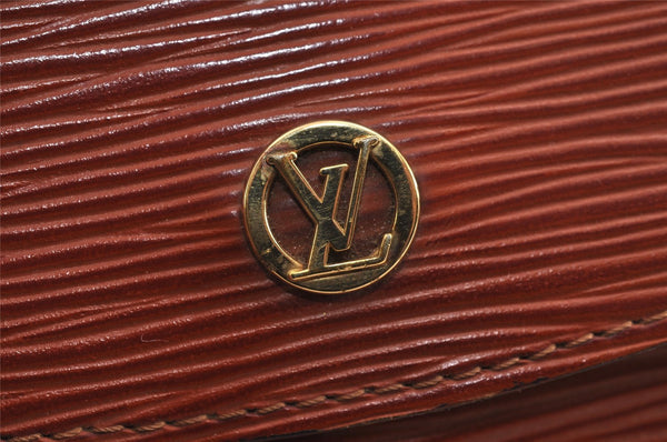 Authentic Louis Vuitton Epi Montaigne 23 Clutch Hand Bag Brown M52663 LV 2757J