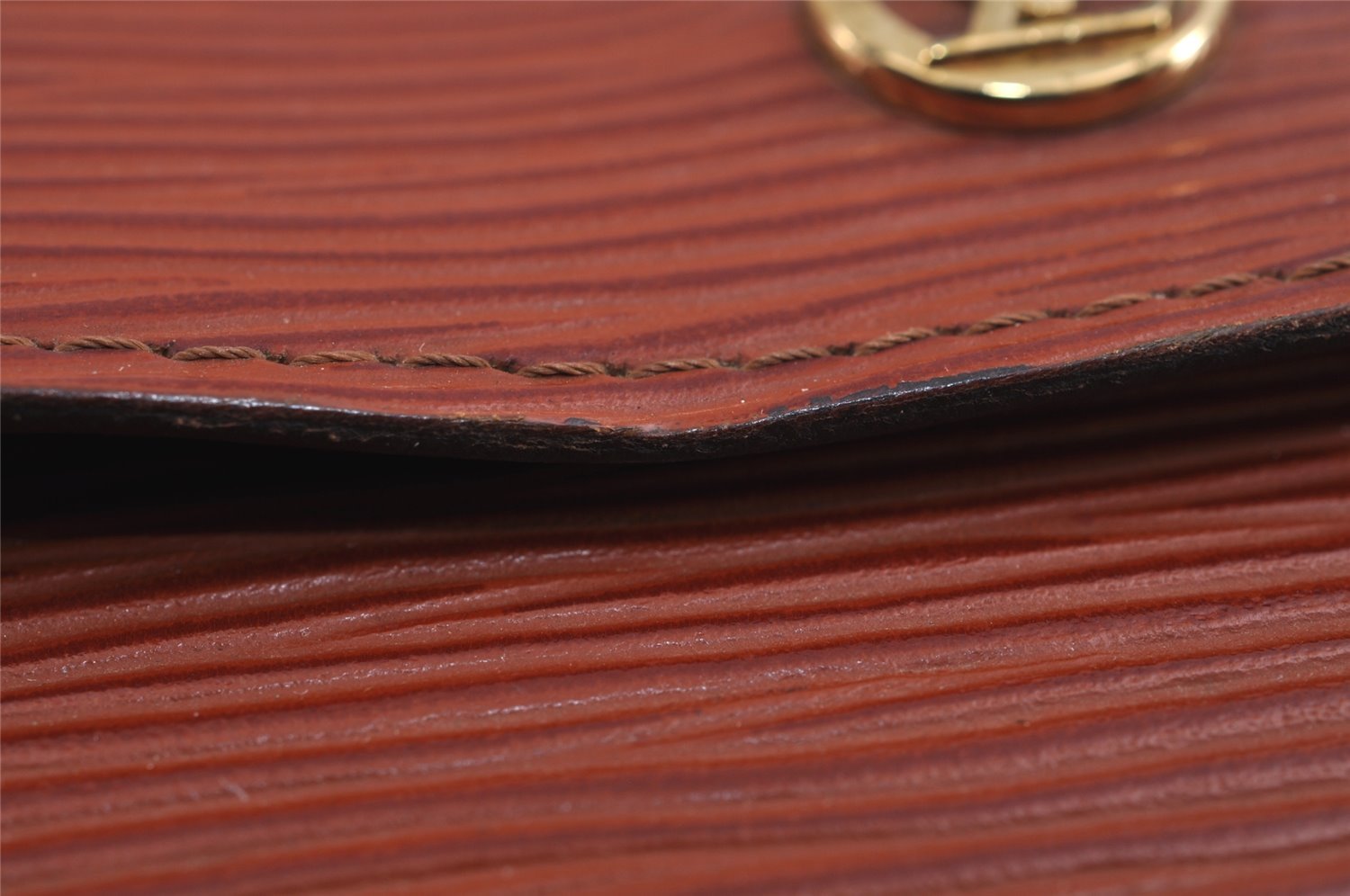 Authentic Louis Vuitton Epi Montaigne 23 Clutch Hand Bag Brown M52663 LV 2757J