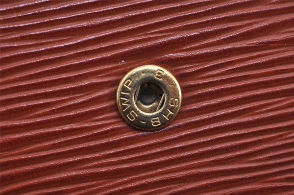 Authentic Louis Vuitton Epi Montaigne 23 Clutch Hand Bag Brown M52663 LV 2757J