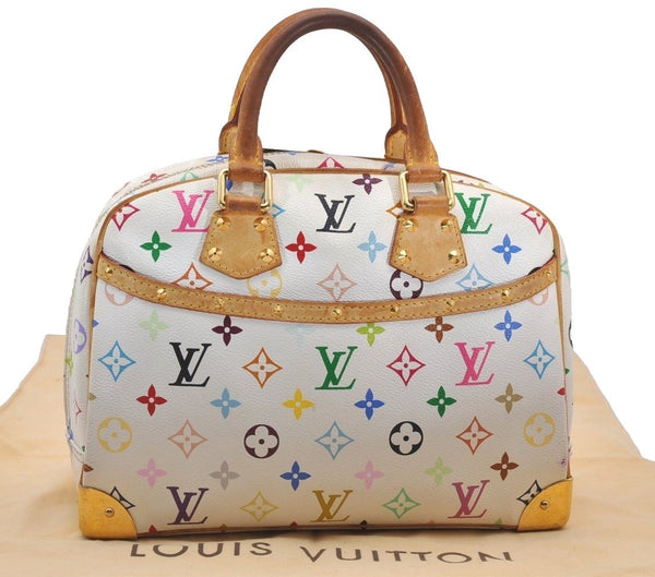 Auth Louis Vuitton Monogram Multicolor Trouville Hand Bag White M92663 LV 2758J