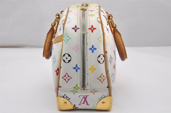 Auth Louis Vuitton Monogram Multicolor Trouville Hand Bag White M92663 LV 2758J