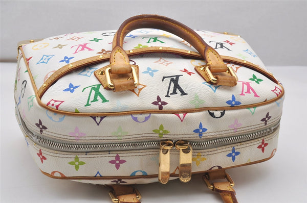 Auth Louis Vuitton Monogram Multicolor Trouville Hand Bag White M92663 LV 2758J