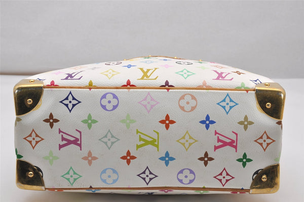 Auth Louis Vuitton Monogram Multicolor Trouville Hand Bag White M92663 LV 2758J