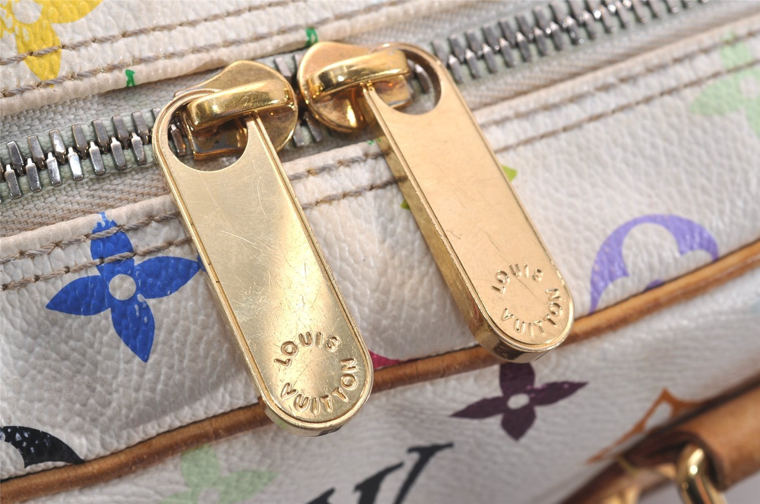 Auth Louis Vuitton Monogram Multicolor Trouville Hand Bag White M92663 LV 2758J