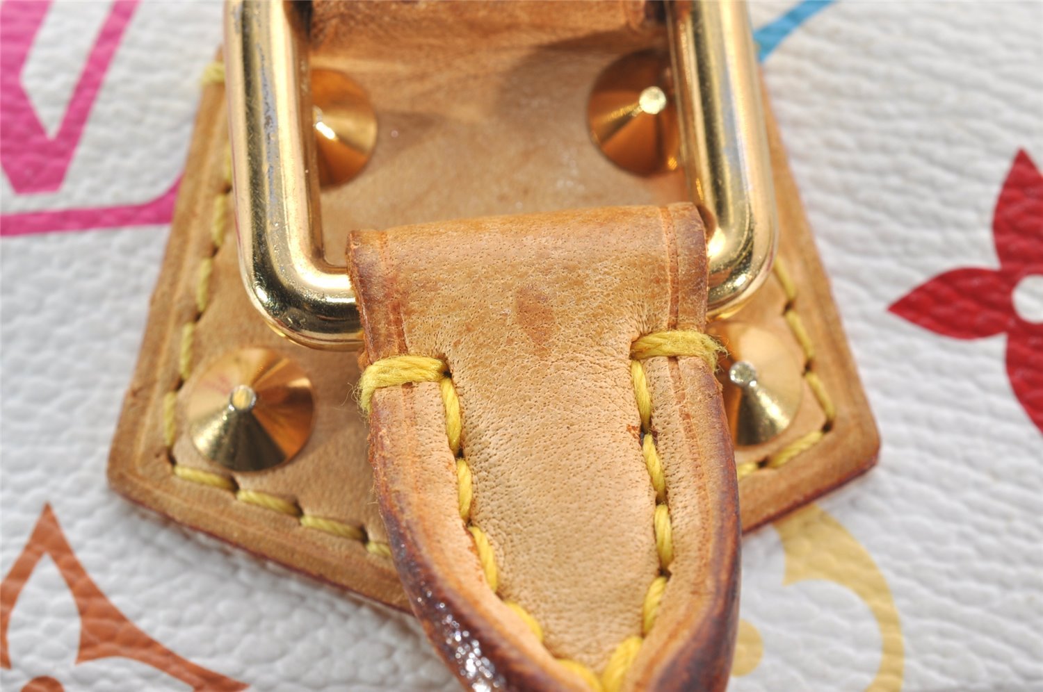 Auth Louis Vuitton Monogram Multicolor Trouville Hand Bag White M92663 LV 2758J