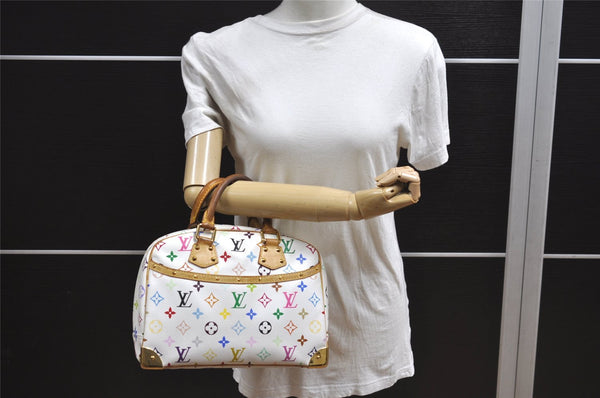 Auth Louis Vuitton Monogram Multicolor Trouville Hand Bag White M92663 LV 2758J